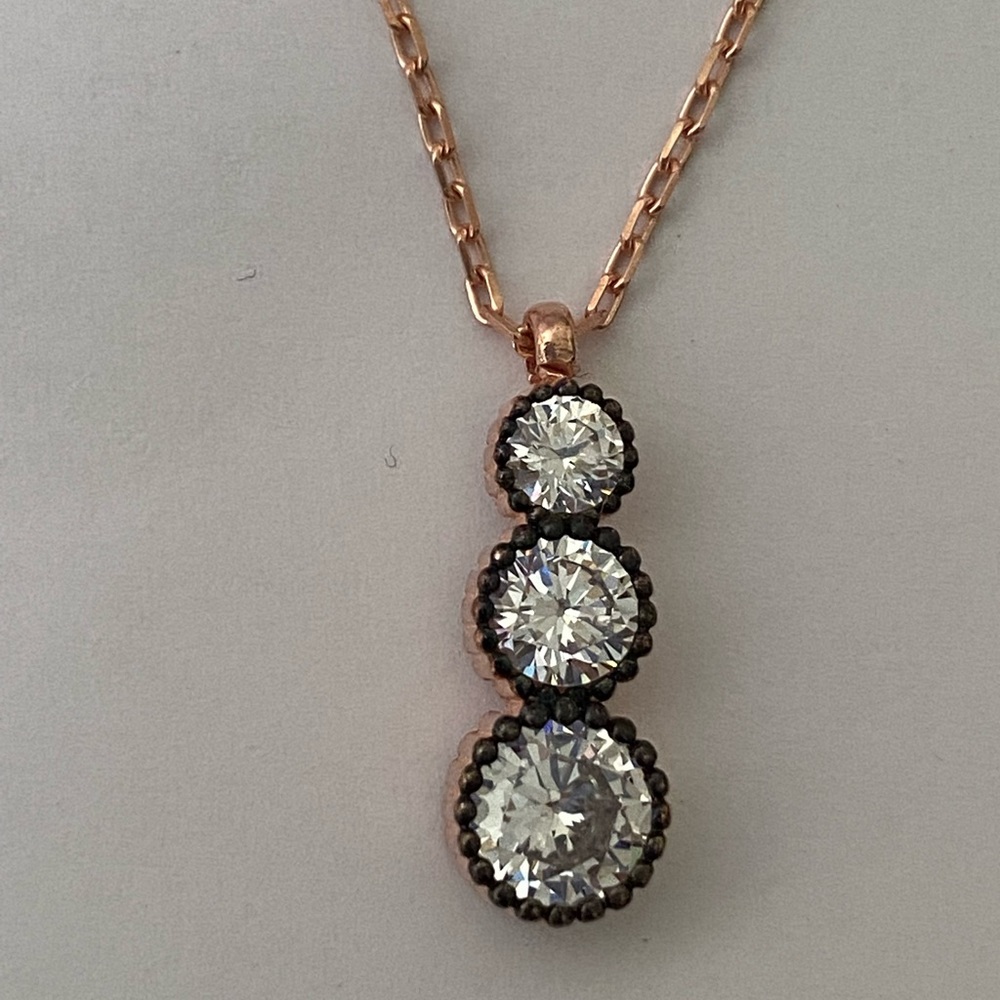925 Silver cz necklace casual fancy trend 14k rose gold plated